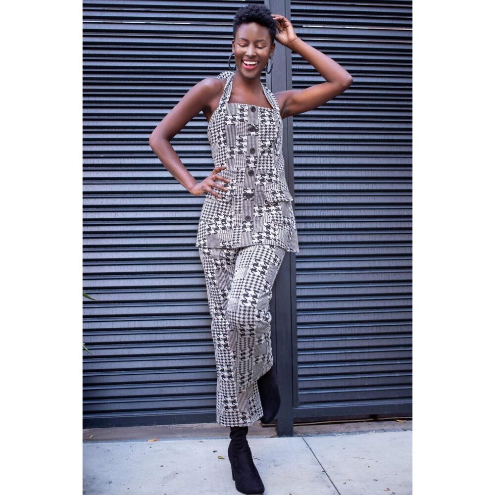 Anthropologie Plaid Cropped Pants Black and White by Eva Franco - Picture 4 of 4